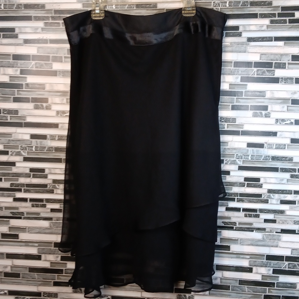 Cato Black High Low Sheer Layered Skirt Lined Size 14 Evening Lil Black Dress